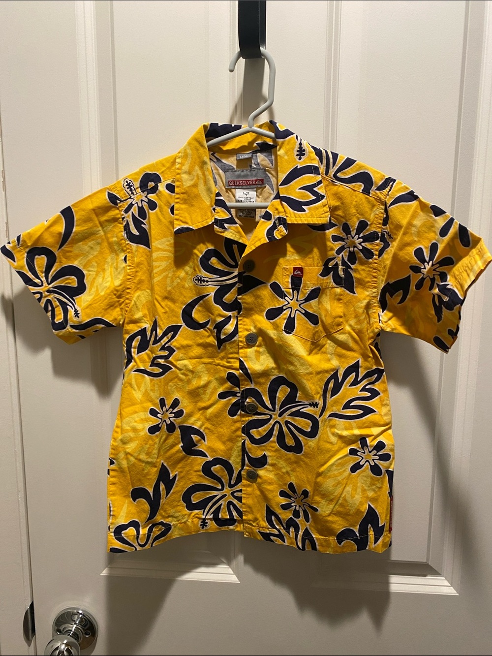 EUC Kids' Bright Yellow Floral Hawaiian Shirt - Quiksilver